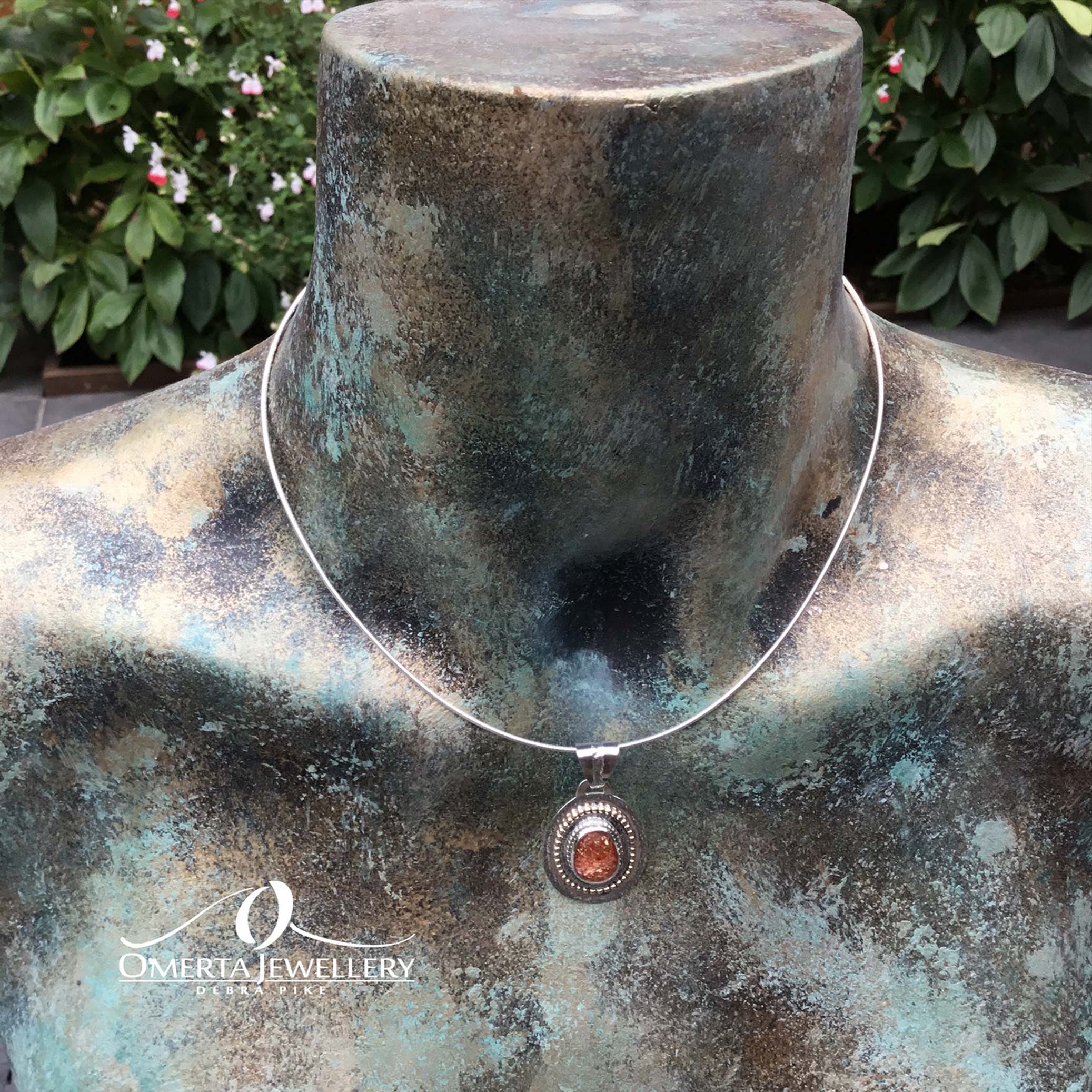 Handmade Sterling Silver & Confetti Sunstone Pendant Necklace