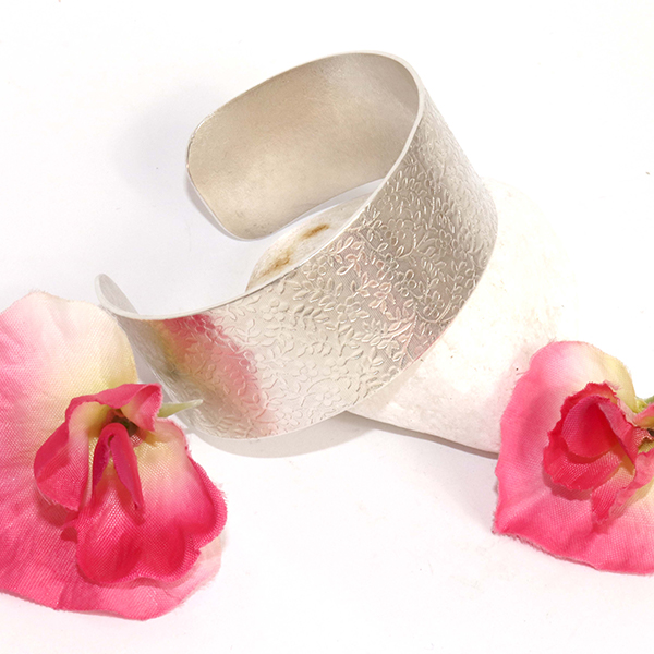 Embossed Floral Design Cuff Bracelet