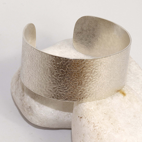 Embossed Floral Design Cuff Bracelet