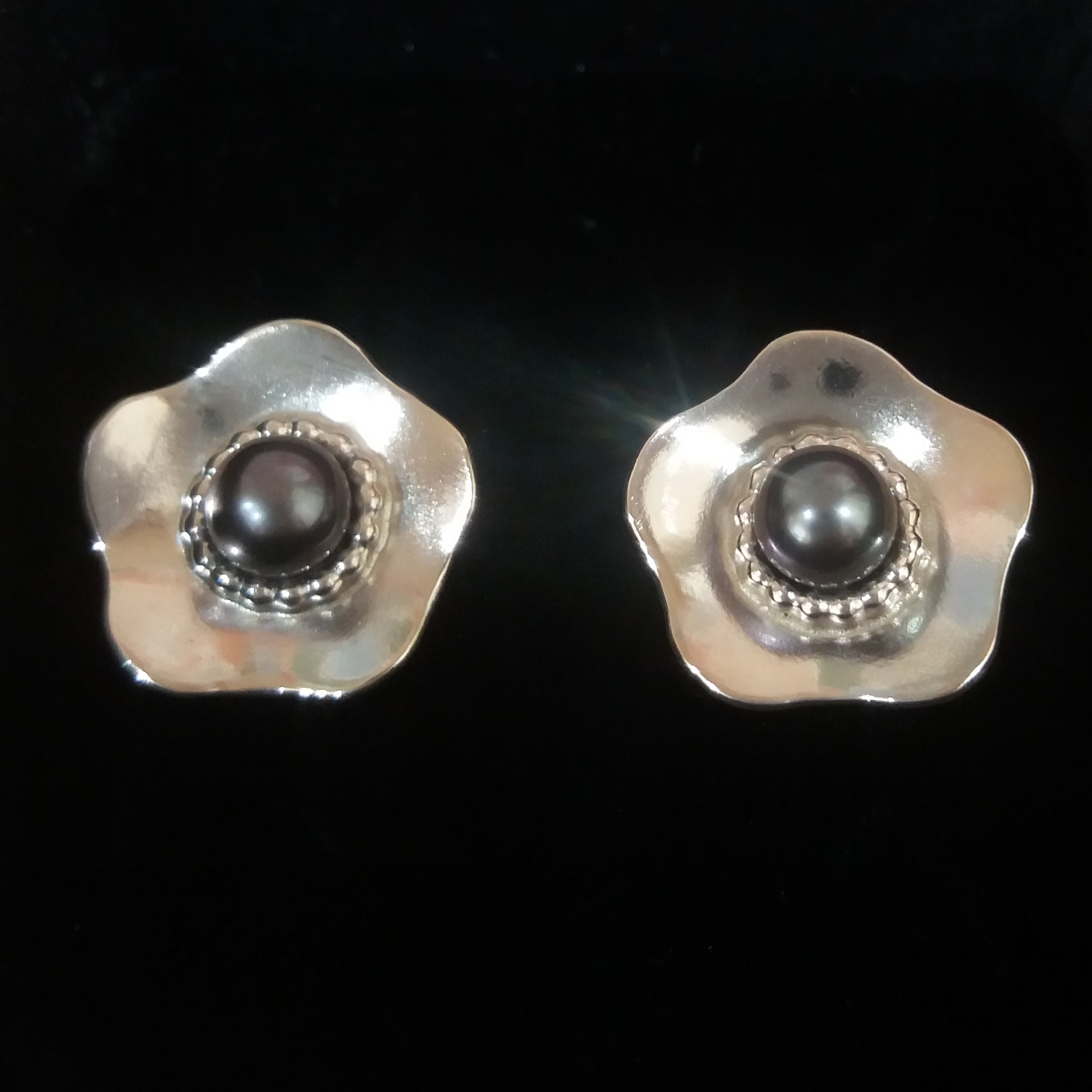 Peacock Pearl & Sterling Silver Stud Earrings