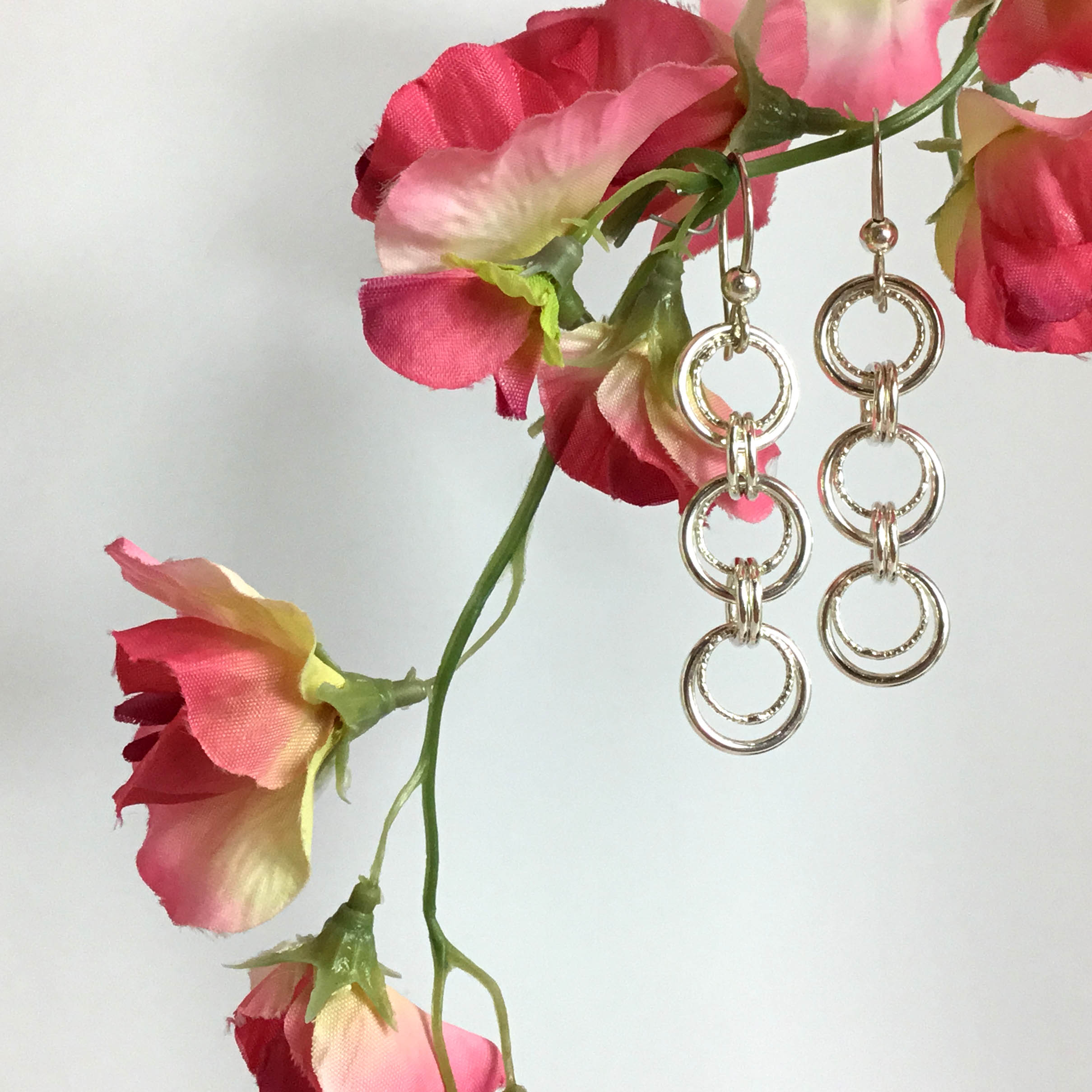 Handmade Double Link Chain Drop Earrings