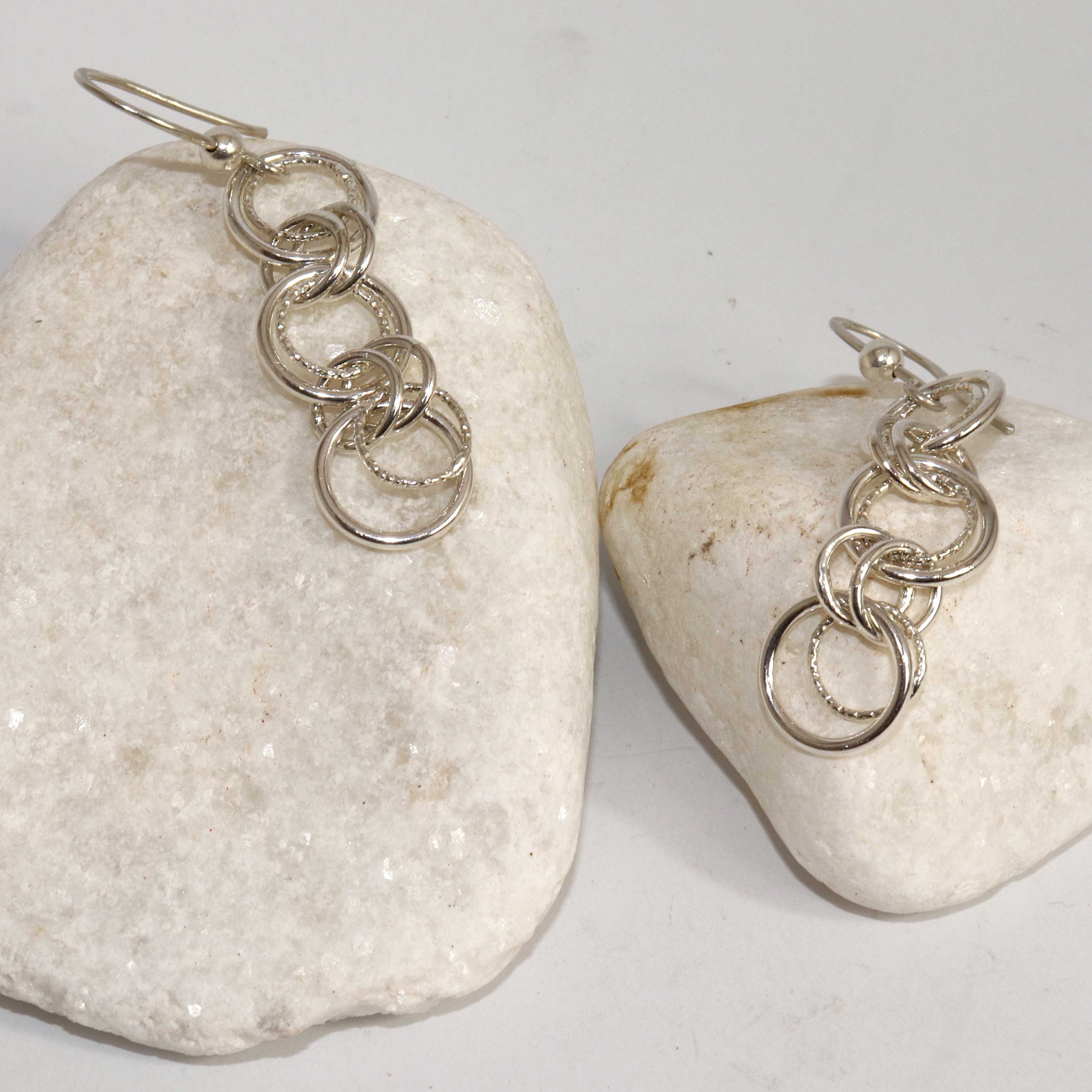 Handmade Double Link Chain Drop Earrings
