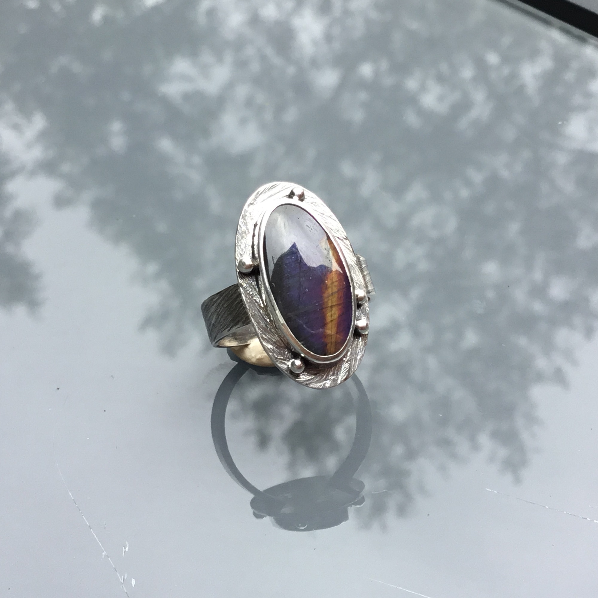Handmade Sterling Silver And Finnish Spectrolite Ring