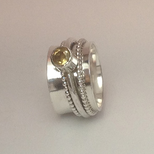 Triple Band Spinner Ring With Citrine